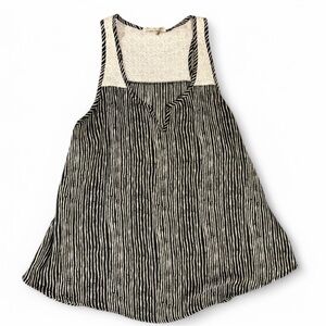 Le Sample Medium Black & White Striped Racerback Blouse, Eyelet Detail